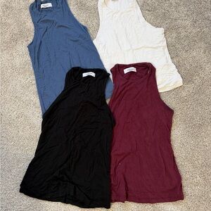 CJLA Sleeveless High Neck Tank Set - Black, White, Blue, Burgundy